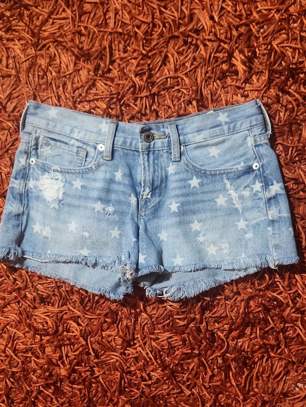 Lucky Brand Light Blue Star-Print Denim Shorts Size 26